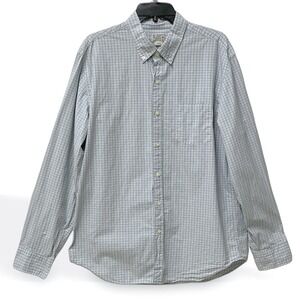J. Crew Mens Blue White Micro Check Cotton Button Down Shirt XL 47238 FA14